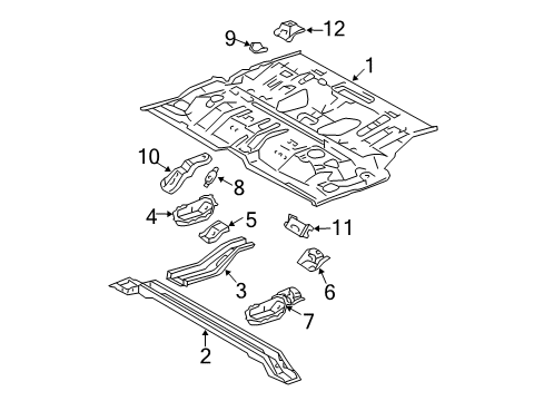 2003 Toyota 4Runner Pillars, Rocker & Floor - Floor & Rails Mount Bracket Diagram for 58215-35020