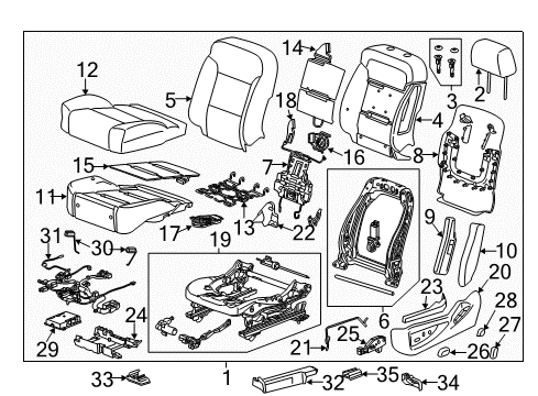 2016 GMC Sierra 2500 HD Driver Seat Components Track End Cover Diagram for 22821827