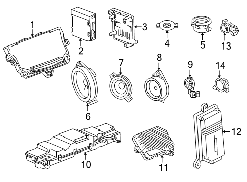 2022 Cadillac XT6 Sound System Weatherstrip Pillar Speaker Diagram for 84864830