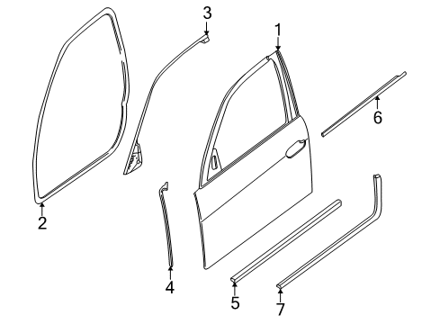 1995 BMW 740iL Front Door Door Weather Strip Outer Right Diagram for 51218204228