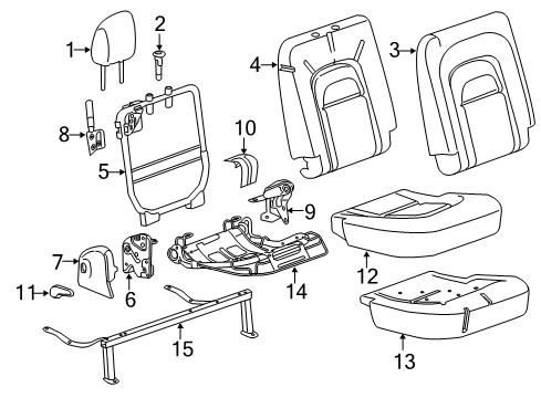 2022 Chevrolet Colorado Rear Seat Components Seat Back Frame Diagram for 84120324