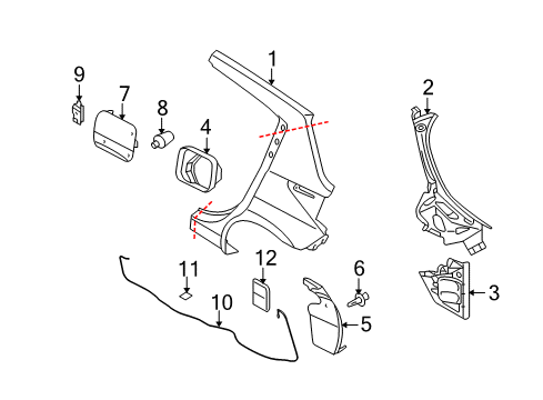 2011 Nissan Versa Fuel Door Closing-Rear Bumper R Diagram for 78818-EL30A