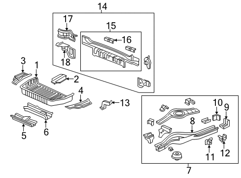 2008 Honda Odyssey Rear Body - Floor & Rails Stiffener, R. RR. Frame End Diagram for 65613-SHJ-A00ZZ