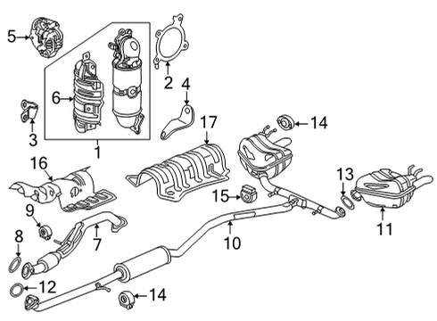 2022 Honda Civic Exhaust Components MUFFLER, R- EX Diagram for 18307-T20-A02