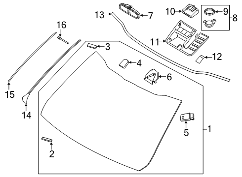 2021 Kia Telluride Lane Departure Warning GARNISH Assembly- RH Diagram for 86140S9000