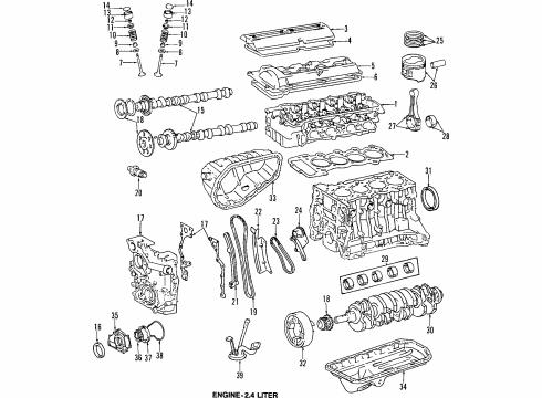 1992 Toyota Previa Engine Parts, Mounts, Cylinder Head & Valves, Camshaft & Timing, Oil Pan, Oil Pump, Crankshaft & Bearings, Pistons, Rings & Bearings, Water Pump Bearings Diagram for 11071-75022-02