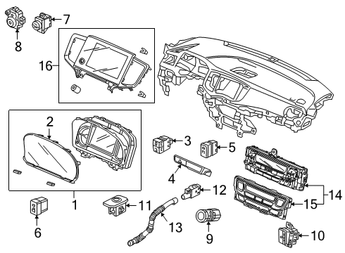 2022 Honda Passport Cluster & Switches, Instrument Panel Meter Assembly-, Combination Diagram for 78100-TGS-AX2