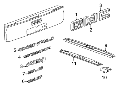 2022 GMC Sierra 2500 HD Exterior Trim - Pick Up Box Upper Molding Diagram for 84680095