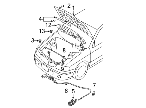 2006 Nissan Sentra Hood & Components Cable Assembly-Hood Lock Diagram for 65621-5M000
