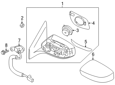 2019 Nissan Sentra Outside Mirrors GARNISH-Door Mirror, RH Diagram for 96373-3TH3A