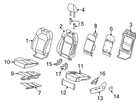 2018 Acura MDX Driver Seat Components Cap, Driver Side (Sandstorm) Diagram for 81639-SZA-A01ZE