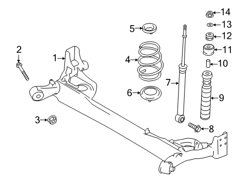 2014 Nissan Versa Note Rear Suspension Bush-Rear Shock Absorber Diagram for 56217-1HK0B
