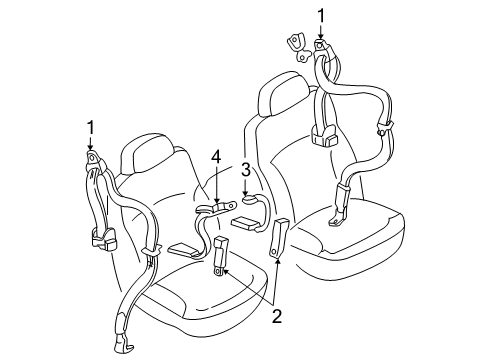 1998 Chevrolet S10 Seat Belt Outer Buckle Diagram for 12474641