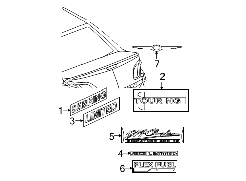 2008 Chrysler Sebring Exterior Trim - Trunk Lid NAMEPLATE-Limited Diagram for 4389773AA