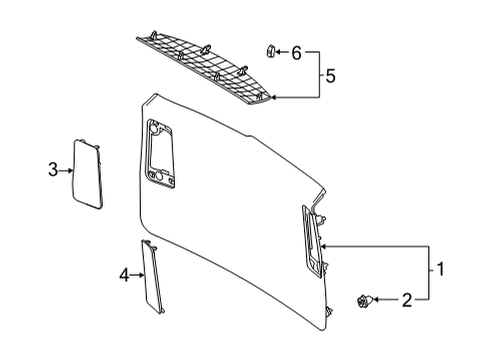 2020 Toyota Highlander Interior Trim - Lift Gate Lower Gate Trim Diagram for 64780-0E100-C0