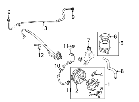 2012 Lexus ES350 P/S Pump & Hoses, Steering Gear & Linkage Steering Gear Outlet Return Hose Diagram for 44416-33211