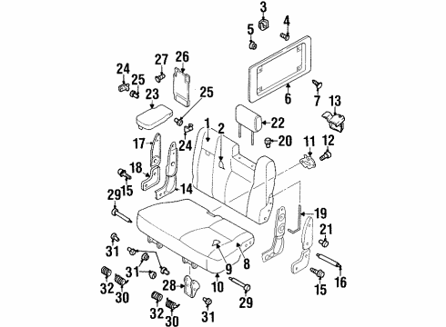 1997 Acura SLX Rear Seat Components Clip, Seat (Dark Gray) Diagram for 8-97151-034-0