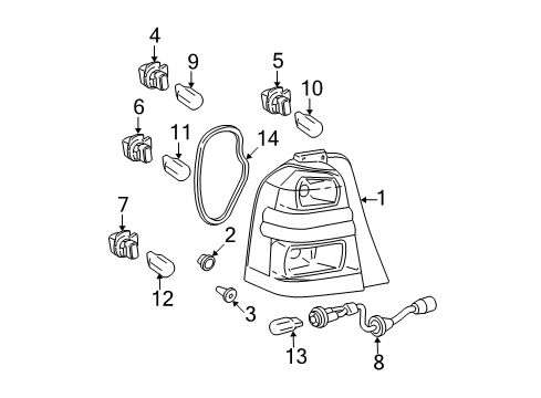 2005 Toyota Highlander Bulbs Socket & Wire Diagram for 81555-48050