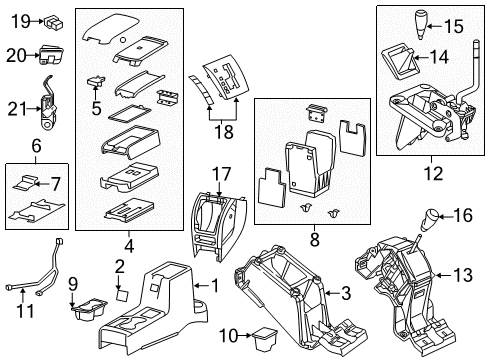 2014 Jeep Patriot Front Console Transmission Shifter Diagram for 68021388AJ