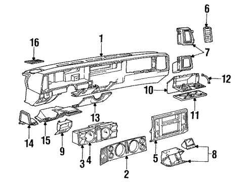 1984 Chevrolet S10 Blazer Instrument Panel Panel, Dr Inner Glove Box Diagram for 14059826