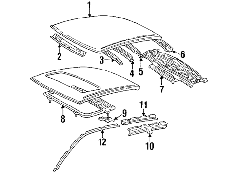 1996 Toyota Camry Roof & Components Weatherstrip Diagram for 62382-32040