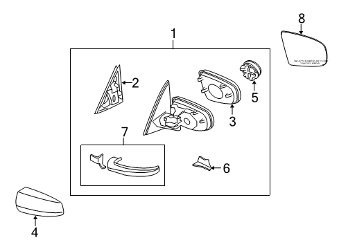 2011 BMW X6 Mirrors Outside Mirror Heated With Memory, Right Diagram for 51167282752