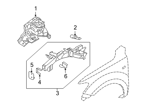 2010 Hyundai Santa Fe Inner Components - Fender Panel Assembly-Fender Apron, RH Diagram for 64502-0W500