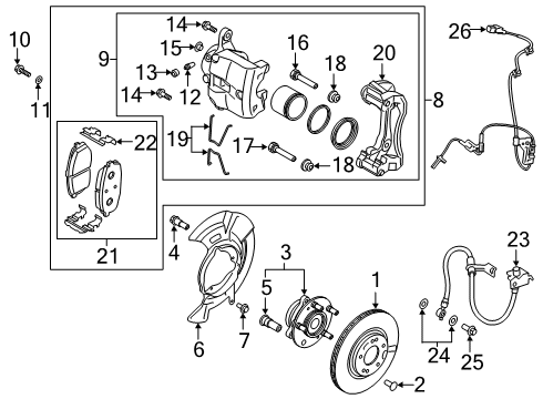 2019 Hyundai Veloster Front Brakes Brake Assembly-Front, LH Diagram for 58110-J3100