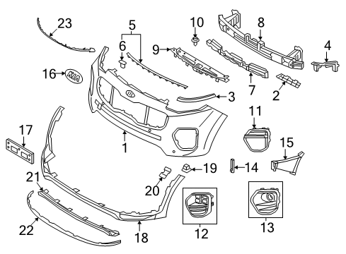 2020 Kia Sportage Front Bumper Cover-Fr Fog Lamp Bl Diagram for 86521D9500