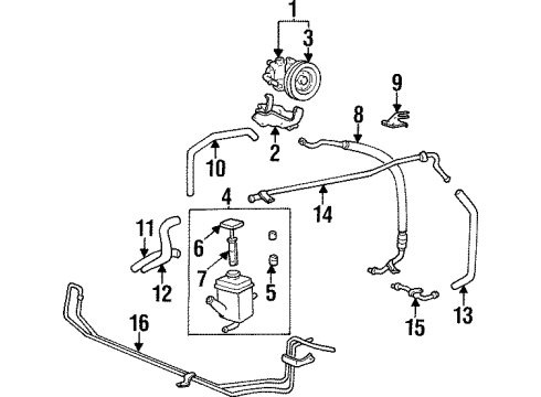 1998 Hyundai Sonata P/S Pump & Hoses, Steering Gear & Linkage Bracket-Power Steering Oil Pump Mounting Diagram for 57163-37200