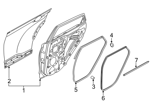 2020 Hyundai Venue Rear Door W/STRIP-RR Dr Body Side RH Diagram for 83120-K2000