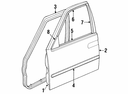 1992 Nissan Maxima Front Door & Components, Exterior Trim FINISHER Dr RH Diagram for 80290-86E00