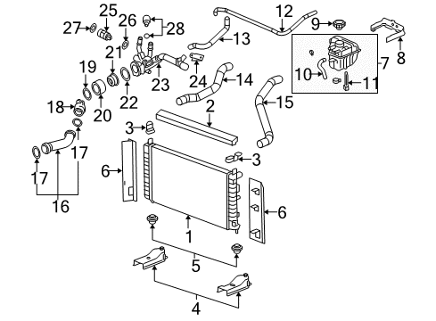2004 Chevrolet Malibu Powertrain Control Radiator Lower Bracket Diagram for 22660578