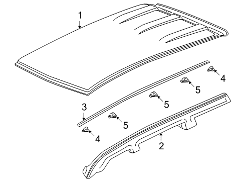 1997 Honda CR-V Roof & Components, Exterior Trim Rail, L. Roof Side Diagram for 64610-S10-A01ZZ