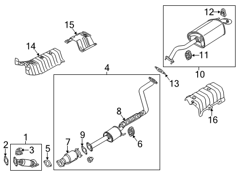 2016 Kia Forte Exhaust Components Catalytic Converter Assembly Diagram for 289502E300