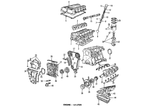 1991 BMW 318i Engine Parts, Mounts, Cylinder Head & Valves, Camshaft & Timing, Oil Pan, Oil Pump, Crankshaft & Bearings, Pistons, Rings & Bearings Upper Spring Plate Diagram for 11341722822