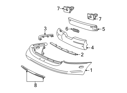 2002 Ford Taurus Rear Bumper Bumper Cover Hardware Kit Diagram for 4F1Z-17C756-AA