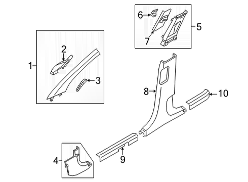 2022 Hyundai Santa Cruz Interior Trim - Pillars KNOB-HEIGHT ADJUSTER, RH Diagram for 85844-CW000-NNB