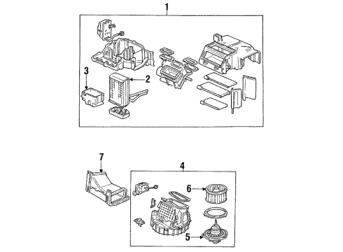 1990 Acura Integra Blower Motor & Fan Blower Assembly Diagram for 79300-SK7-A04