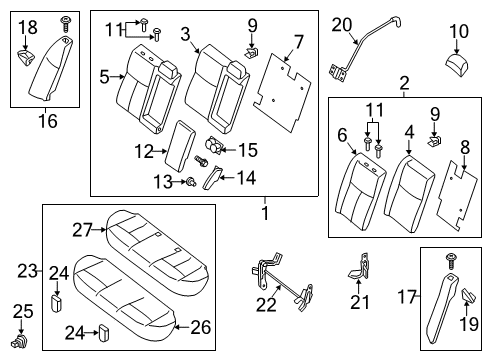 2014 Nissan Altima Rear Seat Components Cushion Assembly Rear Seat Diagram for 88300-3TA0A