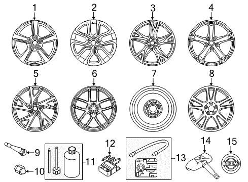 2014 Nissan 370Z Wheels Aluminum Wheel (19X10 5 Y-Spoke) Diagram for D0C00-3GY4B