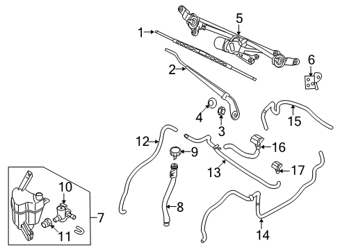 2013 Nissan Cube Wiper & Washer Components Windshield Wiper Arm Assembly Diagram for 28881-1FE0A