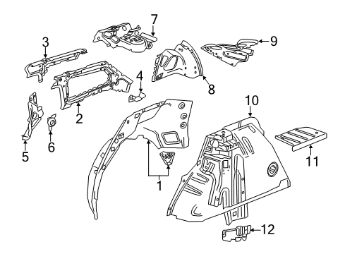 2020 Buick Regal TourX Inner Structure - Quarter Panel Inner Wheelhouse Diagram for 39176924