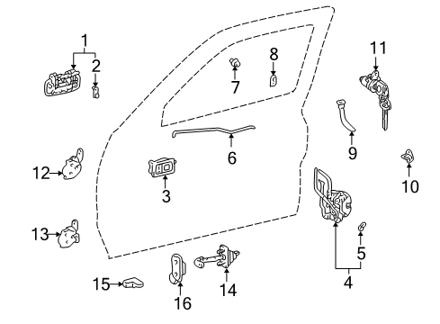 1995 Toyota Tacoma Front Door Lock Rod Diagram for 69712-04020