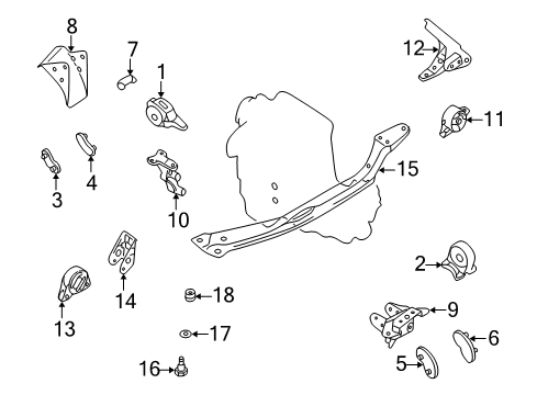 1998 Nissan Altima Engine & Trans Mounting Stopper-Rubber, Engine Mounting Diagram for 11215-0Z010