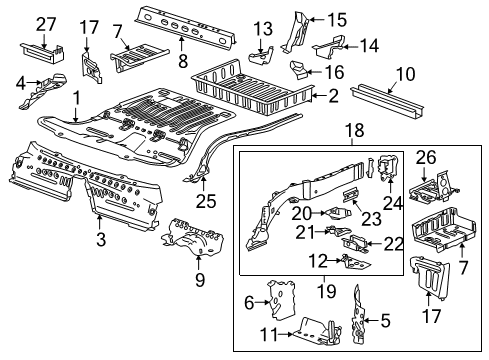 2016 Cadillac ATS Rear Floor & Rails Center Floor Pan Diagram for 84137602