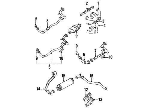 1989 Isuzu Amigo Exhaust Components Gasket, Exhuast Manifold Diagram for 8-94324-054-0