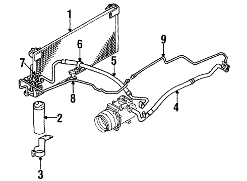 1999 Mitsubishi Eclipse A/C Condenser Fan Condenser Diagram for MR206990