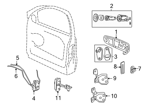 2003 Jeep Grand Cherokee Front Door - Lock & Hardware Front Door Latch Diagram for 55363473AG