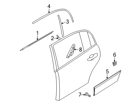 2009 Kia Amanti Exterior Trim - Rear Door Garnish -Rear Door LH Diagram for 877213F500